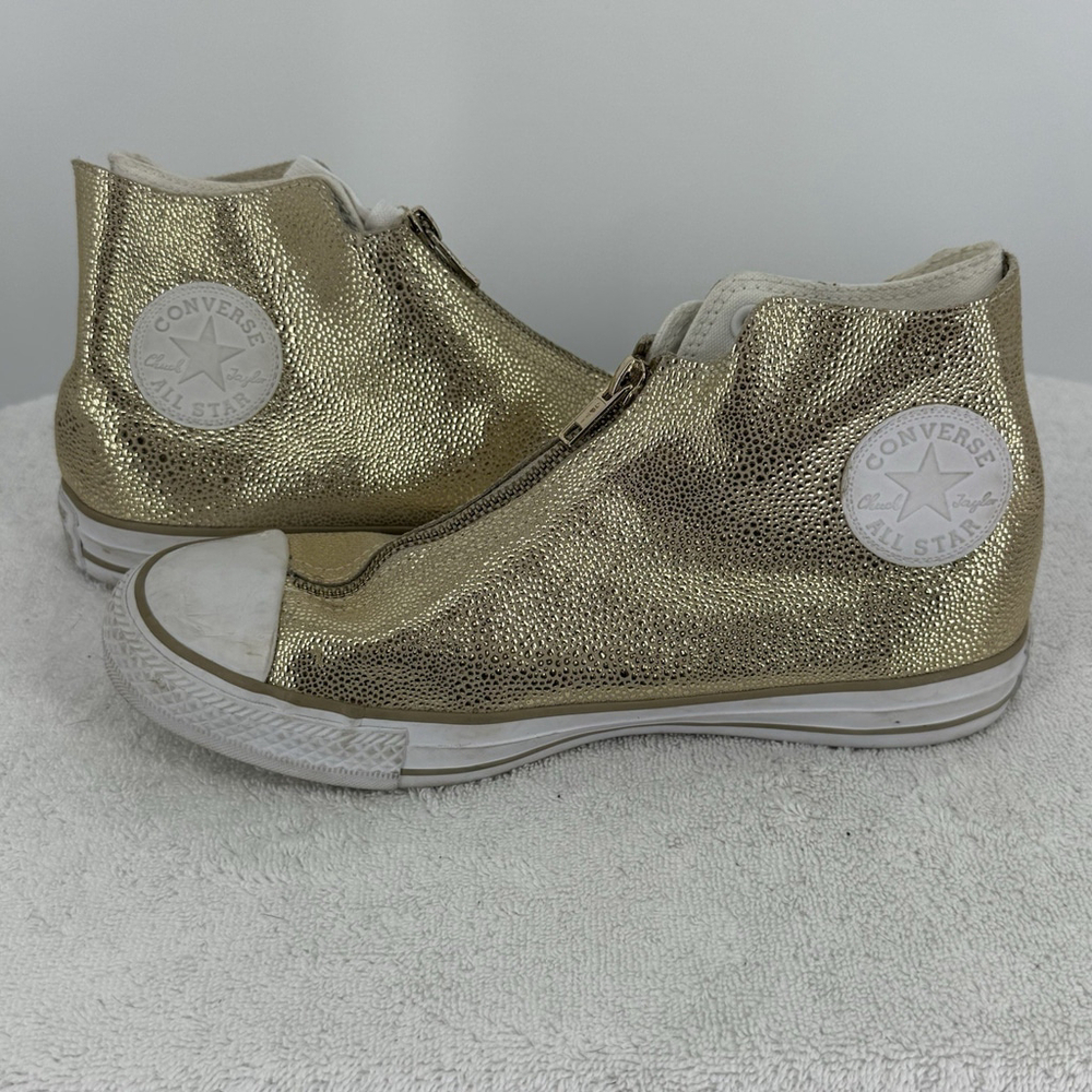 Converse CTAS Classic Shroud Hi Gold Metallic Pebble Grain Leather Size 8
